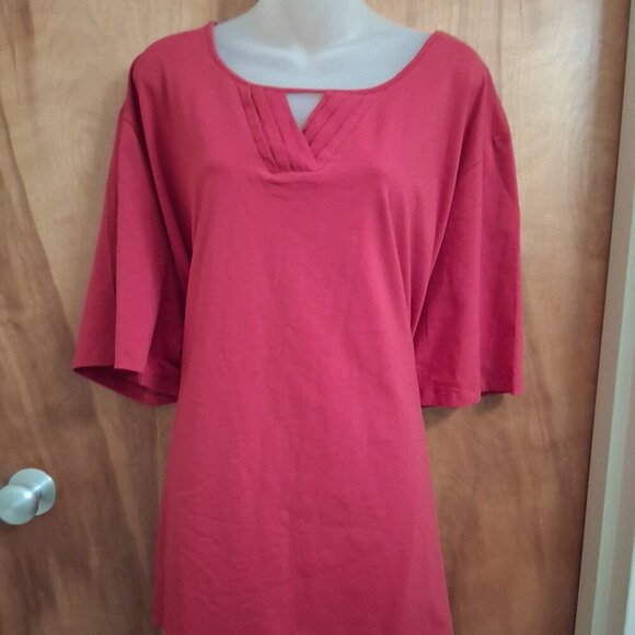 Catherines Suprema Collection women's tunic top red plus size 5X cotton - Picture 1 of 6